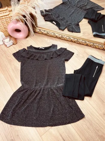 Taille 8 ans tenue de fête 2 pièces fille Gemo noir et argenté * brillant * 🩷