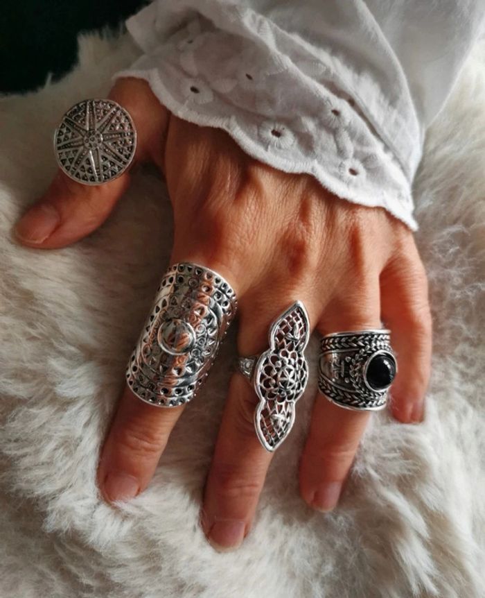 A41 lot de 8 bagues bohème rétro diverses taille neuve - photo numéro 3