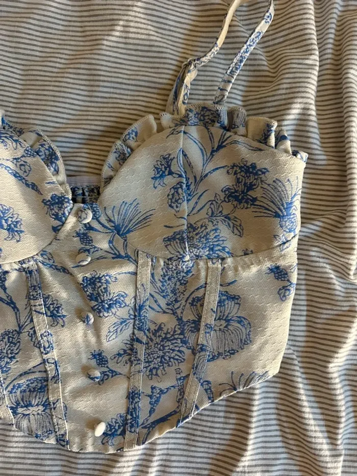 Top blanc et bleu Shein - photo numéro 5