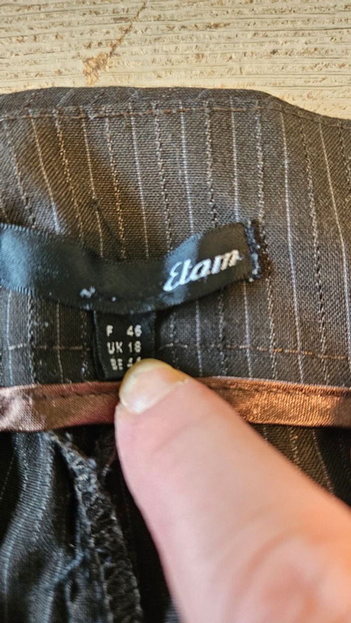 Pantalon à jambes larges, brun foncé avec fines lignes, Etam, 46 - photo numéro 6