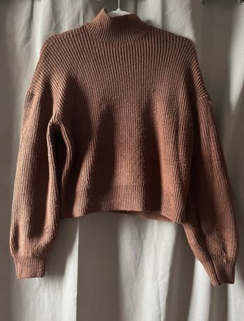 Pull col roulé marron 