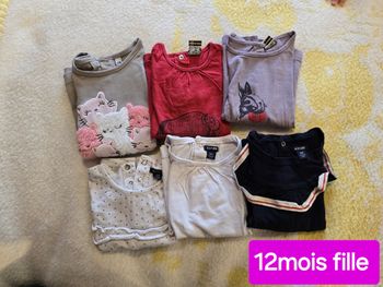 Lot t-shirts fille 12mois
