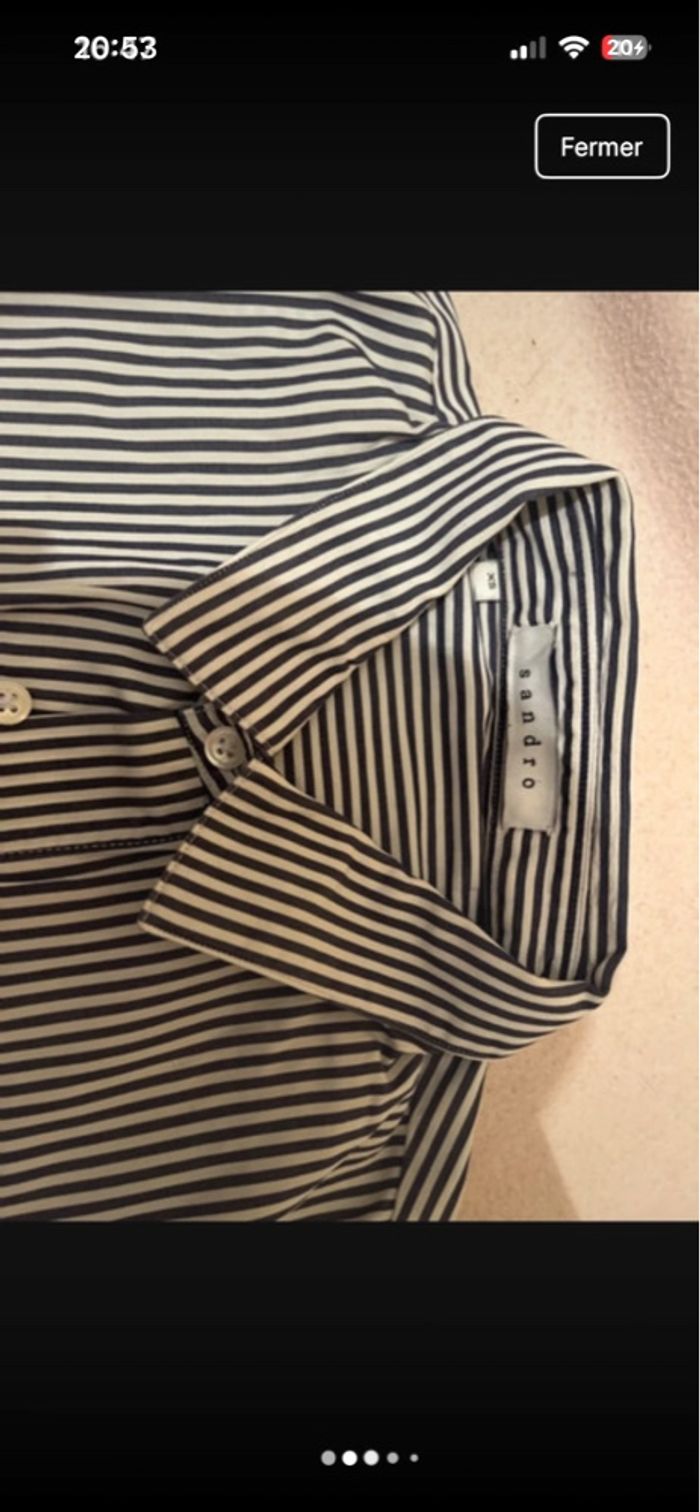 Chemise à bleu marine et blanche à rayures Sandro XS - photo numéro 3