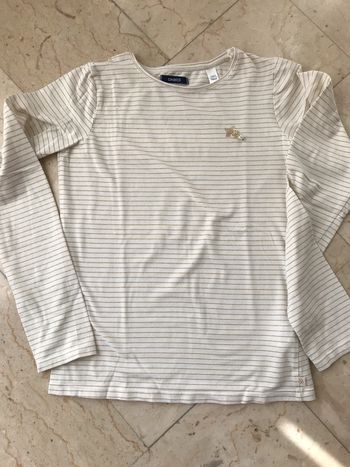 Teeshirt crème à rayures dorées 12 Ans