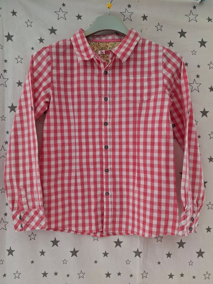 Chemise manches longues vichy blanc et rose 12 ans DPAM - photo numéro 2