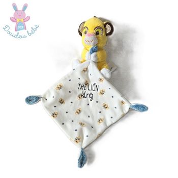 Doudou Roi Lion Simba jaune mouchoir blanc The Lion King DISNEY