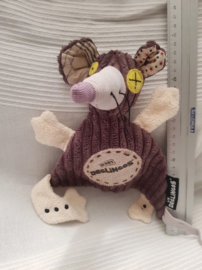Doudou plat marron rat/souris deglingos - photo numéro 5