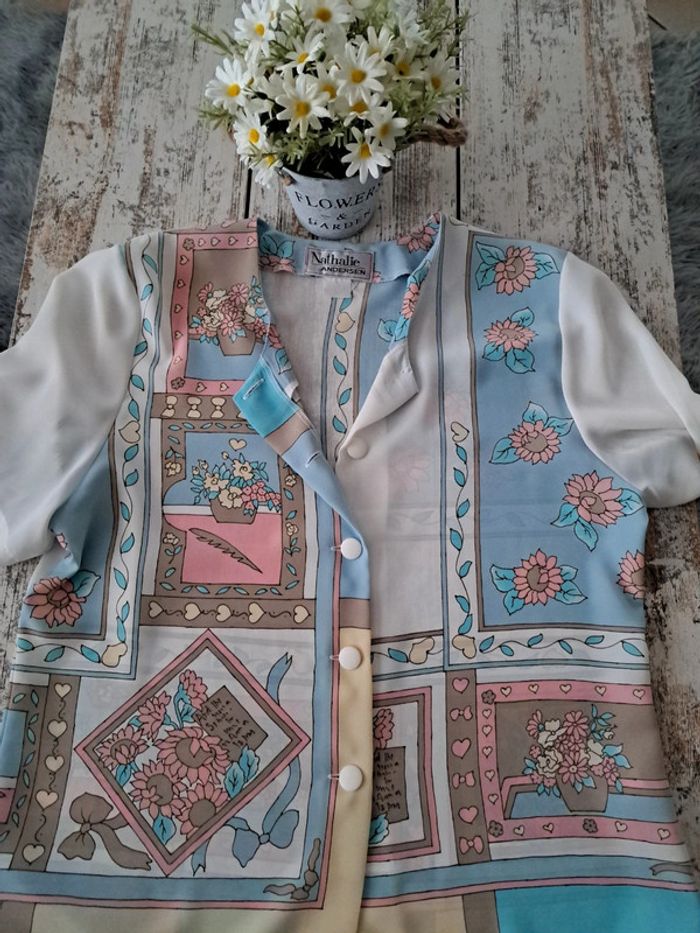 Chemise fluide manche courte vintage à fleurs - photo numéro 3