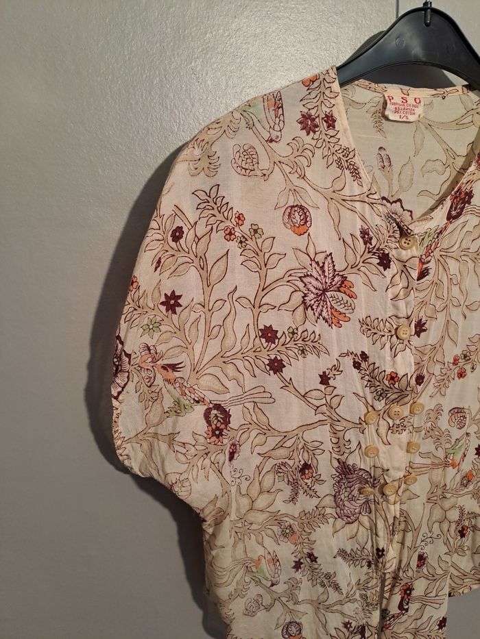 Chemisier femme beige à motifs - Marque PSG - Taille 36 - Très bon état. - photo numéro 4
