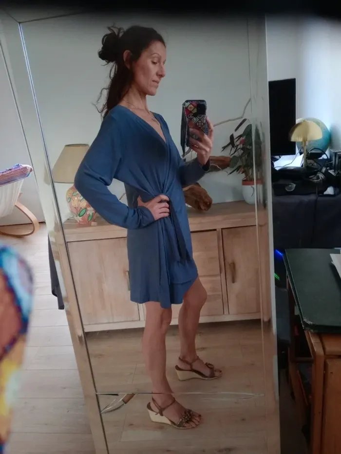 Robe portefeuille  taille L gris foncé c87 - photo numéro 4