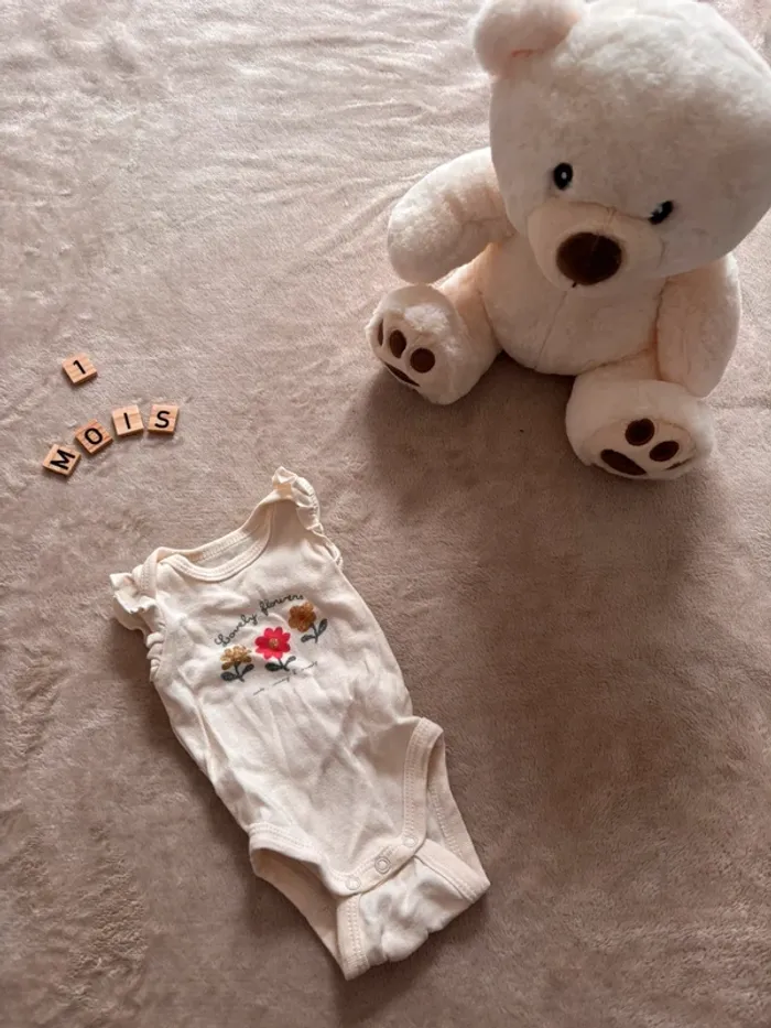 Body sans manches à fleurs - 1 mois