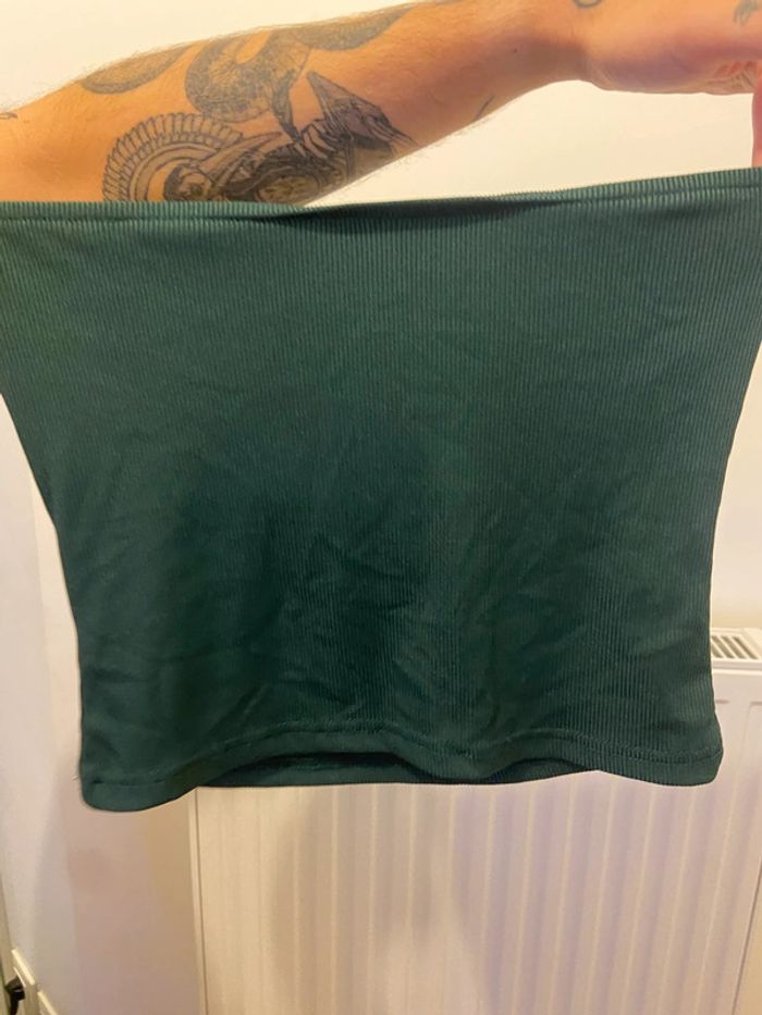 Top bustier côtelé vert sapin - photo numéro 3
