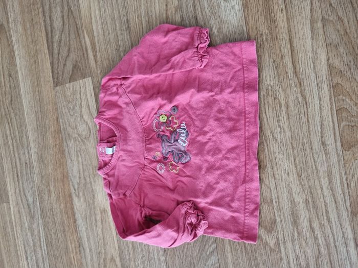 T-shirt manches longues LuluCastagnette rose - 12 mois - photo numéro 1