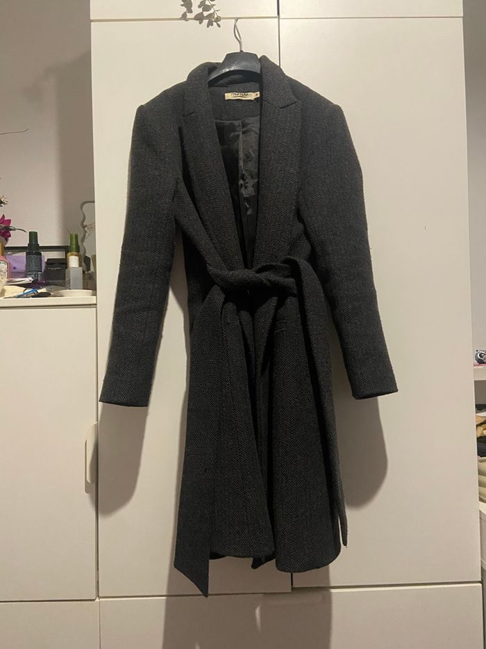 Long manteau/trench épais gris foncé - photo numéro 2