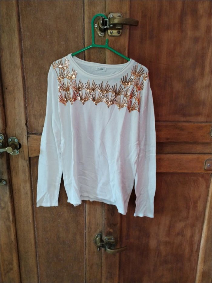 Pull blanc col rond