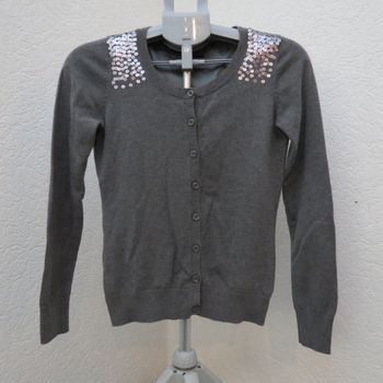✨ Gilet Esprit gris avec sequins – Taille S ✨