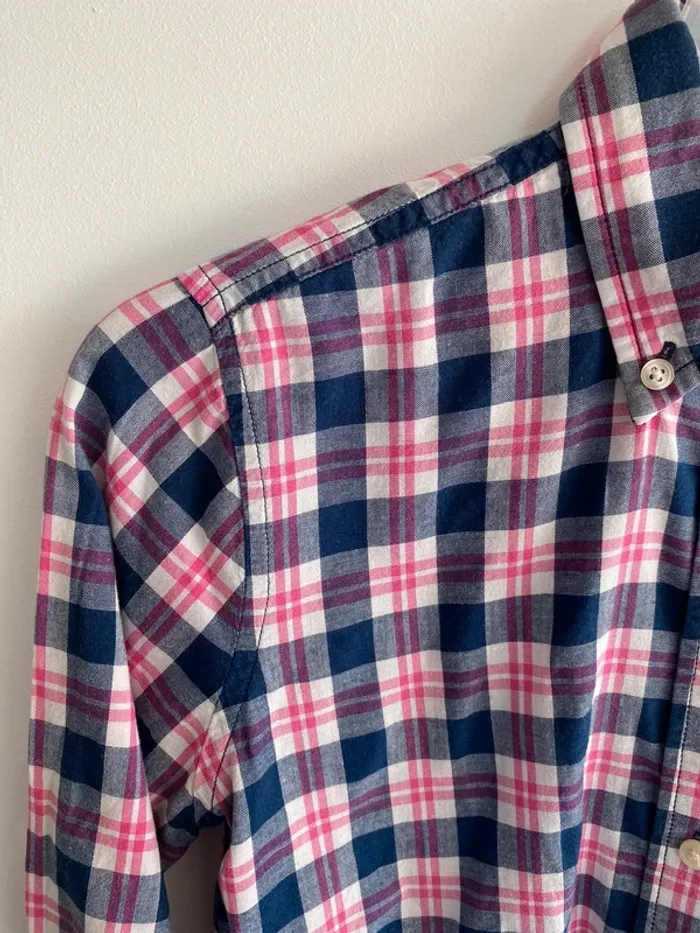 Chemise à carreaux hollister beu crème rose - photo numéro 3