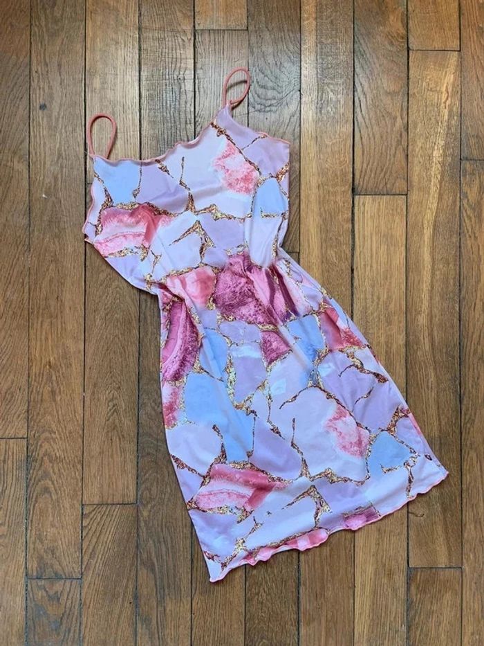 Robe été moulante rose dorée shein taille xs 34 - photo numéro 3