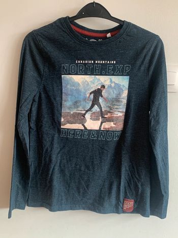 Tee Shirt maillot manches longues 12 ans Skate Nation bleu imprimé