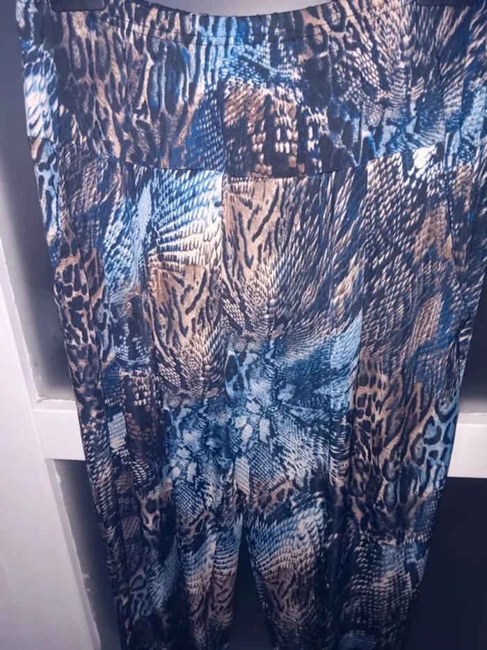 Pantalon fluide taille s/m  bleu et marron - photo numéro 2