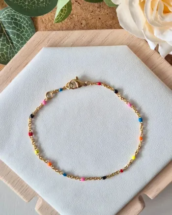 1 bracelet dorée or estival 
🌸 en acier inoxydable perles multicolores