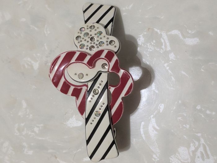 Belle barrette vintage à rayures. - photo numéro 2