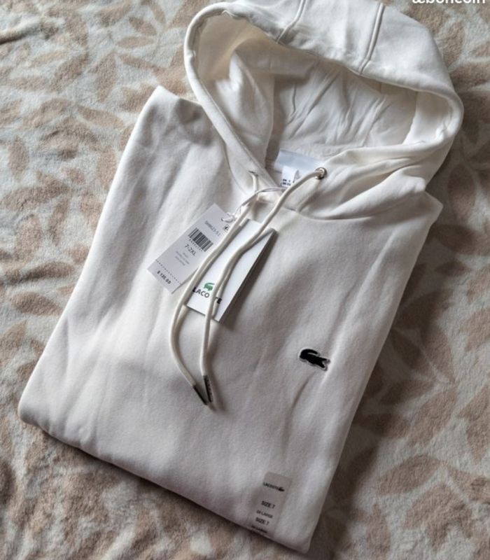Sweat homme lacoste blanc créme taille XXL 100% coton 50€ - photo numéro 2
