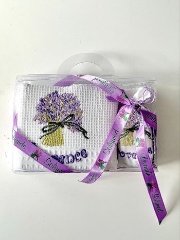 Coffret de 2 serviettes de table et sachet de lavande
