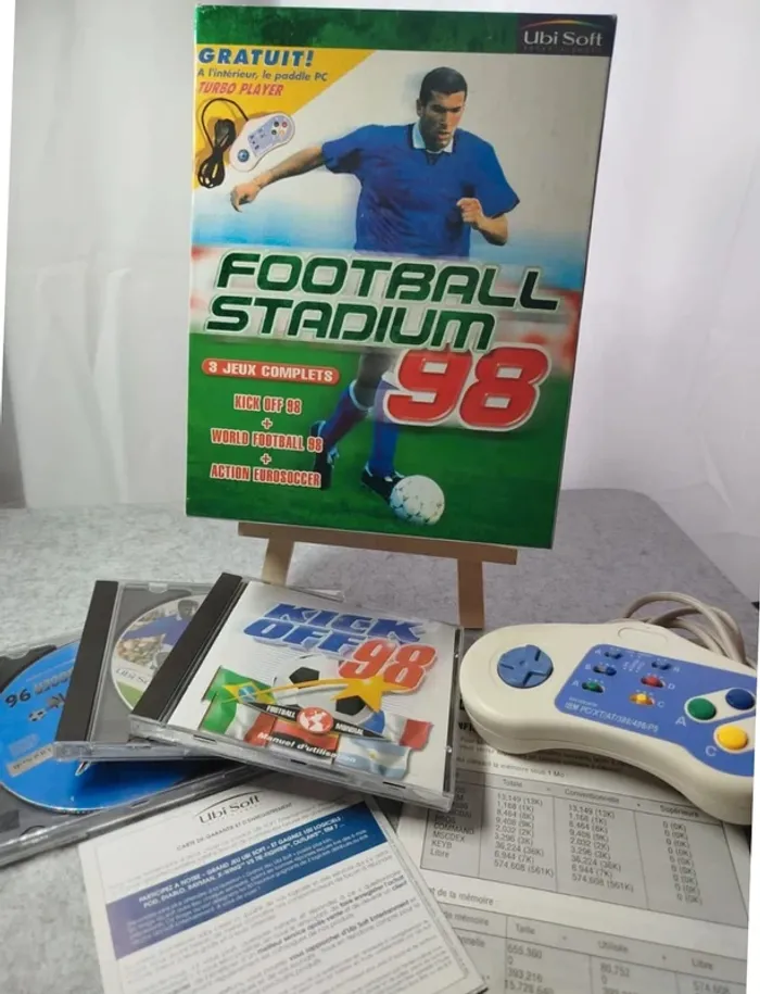 Coffret Collector Jeux Football Stadium 1998 Complet avec manette et notice Retro Gaming Vintage