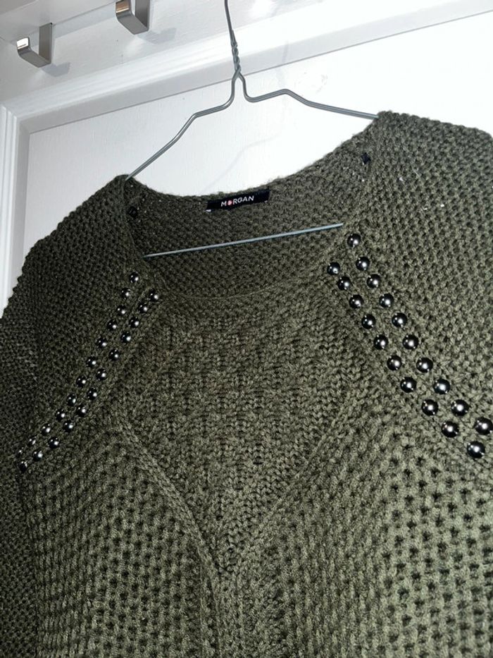 Pull en laine vert, taille XS - photo numéro 3