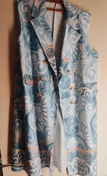 Gilet long veste sans manches neuf  blanc et bleu jusqu'au 50
