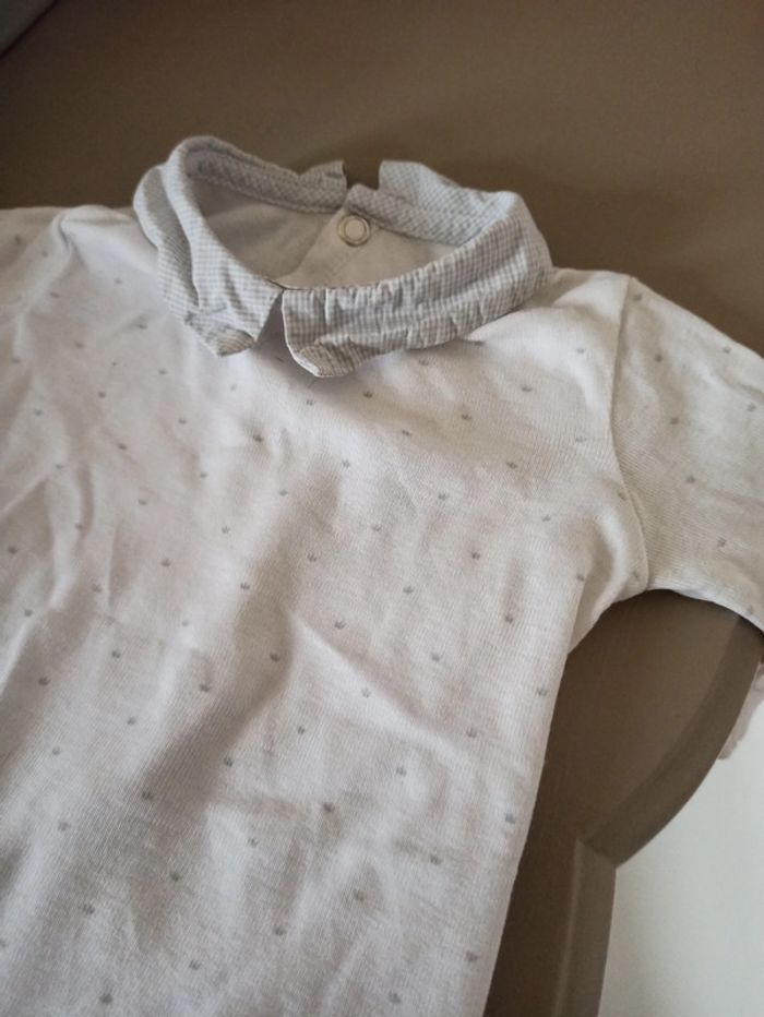 Body blanc à pois gris 3 mois Jacadi - photo numéro 3