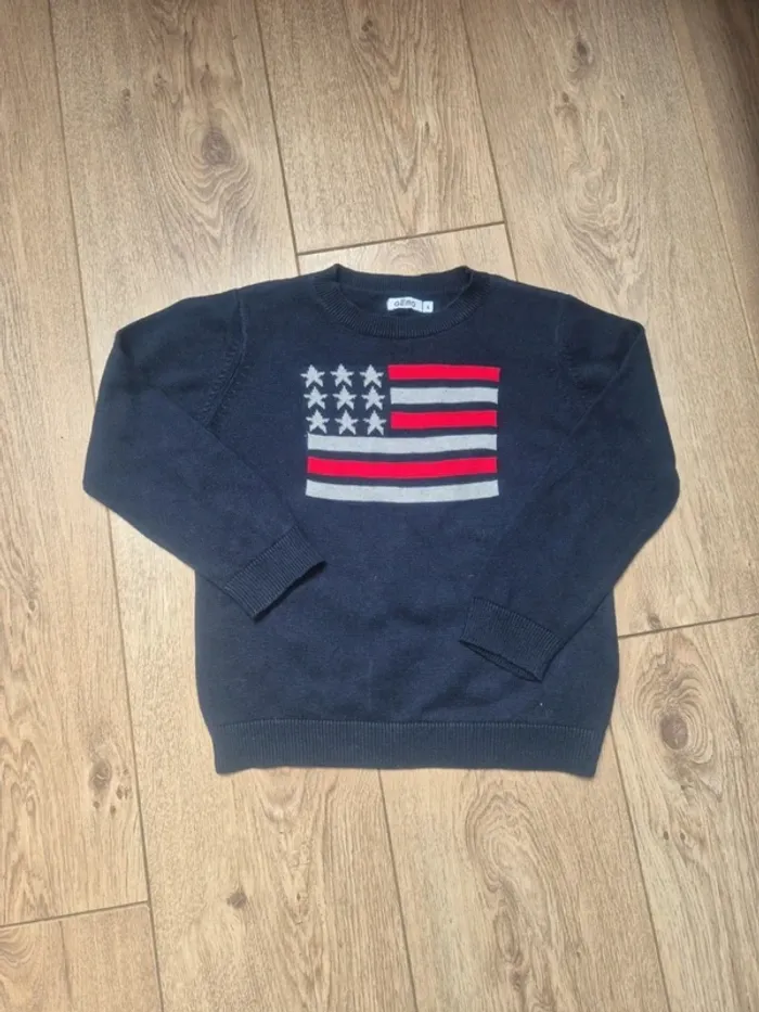 Pull fin gémo bleu foncé "USA" 4 ans neuf jamais porté