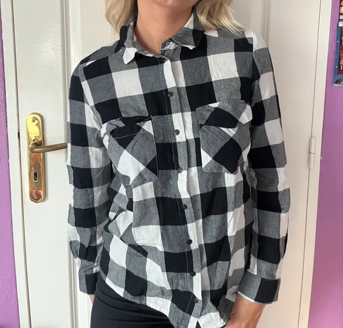 Chemise à carreaux pimkie noir gris et blanc - photo numéro 2