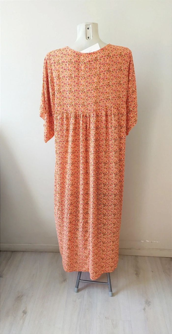 Robe longue ample col V coton style champêtre rétro vintage petites fleurs liberty - photo numéro 3