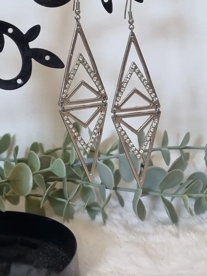 Boucles d'oreilles pendantes triangle ethnique