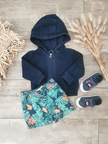 🍉Très joli Ensemble short et gilet capuche 18mois🍓