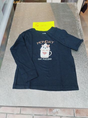 Tee-shirt manches longues 6 ans fille Kiabi eco conception bleu marine