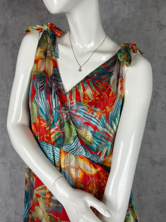 🌸 Robe longue à motif avec noeud sur les épaules Taille 42/44 - photo numéro 2