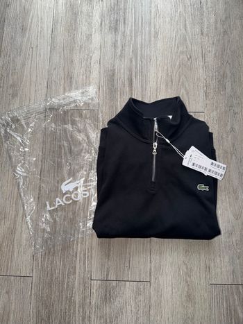 Sweat Lacoste noir à col zippé 