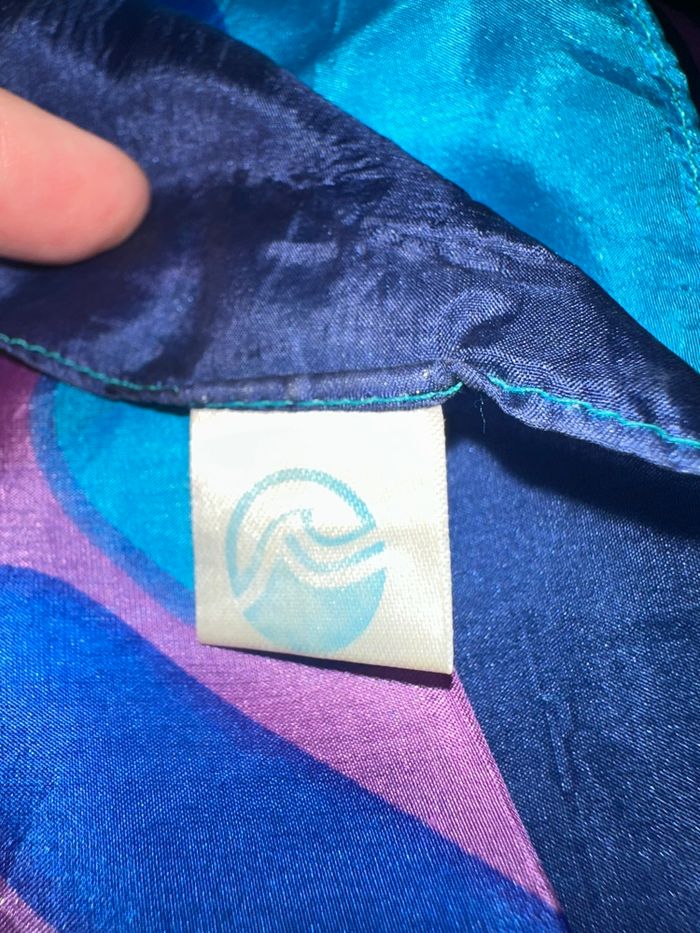 Foulard carré de soie bleu violet psychédélique Vintage 80x80cm - photo numéro 7