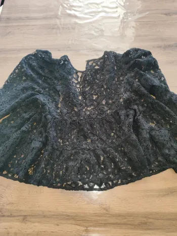 Blouse à manches longues Zara noire en dentelle - Taille XL