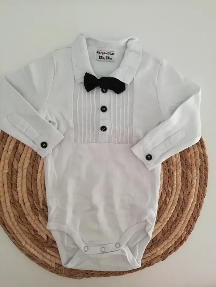 Lot de 2 bodys manches longues 12 mois - photo numéro 2