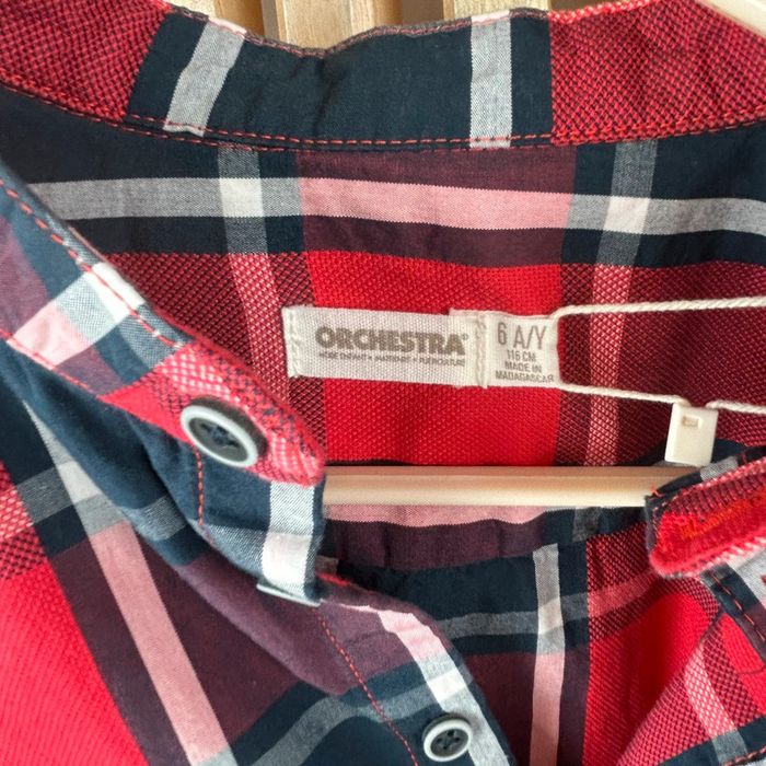 Jolie chemise garçon à carreaux rouge, 6 ans, orchestra - photo numéro 3