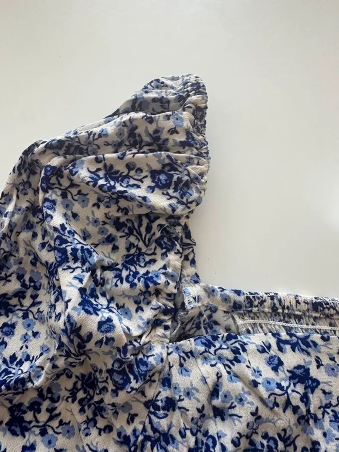 Blouse à fleurs bleues - L - H&M - neuf - photo numéro 3