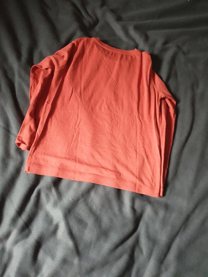 Tee-shirt manches longues garçon Taille 12 ans rouge brique - photo numéro 4