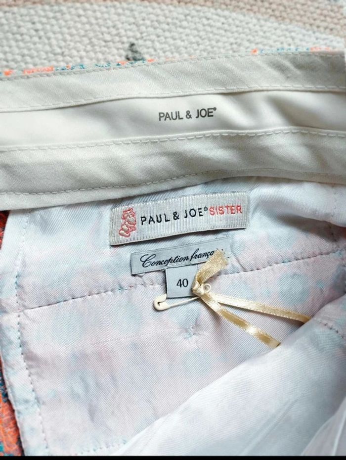 Pantalon Chino - Bleu Corail fluo  -  fleuri  - Paul&Joe  - T40  - Parfait  état - photo numéro 7