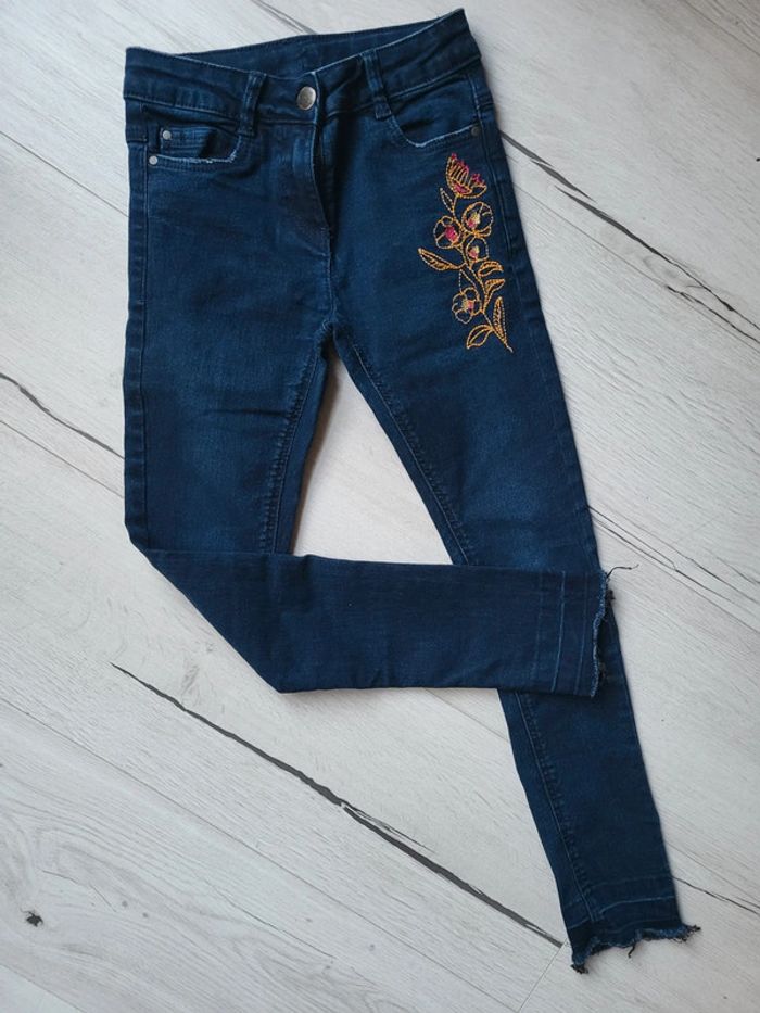 Jean slim brut brodé fille 8ans orchestra neuf