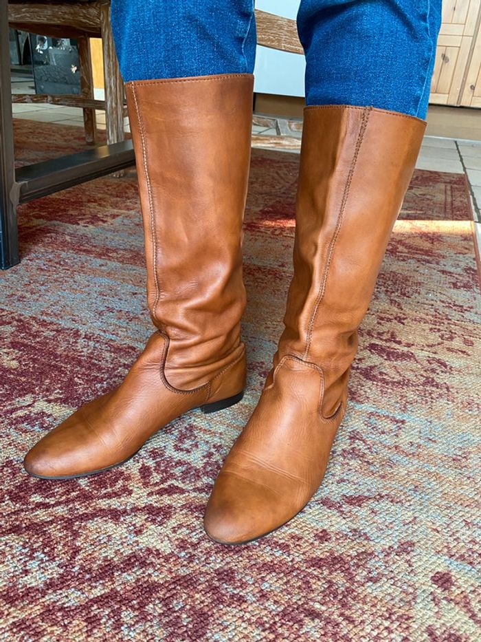 Bottes plates marron en cuir 38 - photo numéro 10