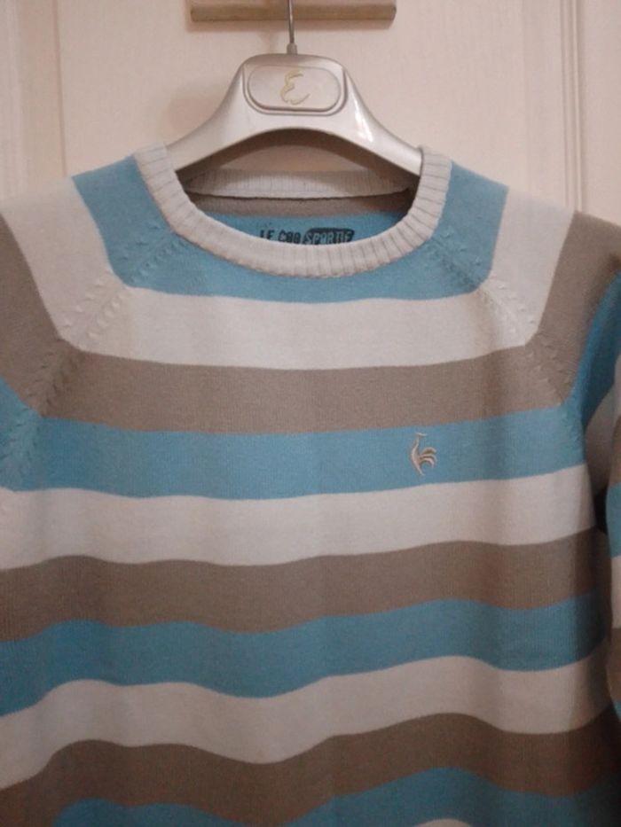 Pull à bandes bleues/grises T.14 ans - Le Coq Sportif - photo numéro 5